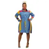 Abbigliamento etnico Abiti africani per donna 2023 Elegante abito a camicia con stampa in poliestere a maniche lunghe autunnale Dashiki