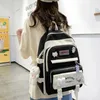 Filing Supplies Kawaii Backpack Combo Aesthetic Cute School Bear Pendant Pin 5 Pieces Lightweight Oxford Canvas Kit 230927