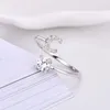 Cluster Rings 925 Sterling Silver Female Fashion Cute Ring Finger White Zircon Light Smooth Cricle for Women Girl Party Jewelry