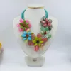 Collier de fleurs tissé à la main en pierre naturelle ras du cou. Charmant bijoux de fête pour femmes 20"