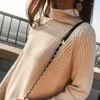 Kvinnors tröjor 2023 Fashion Knit Harajuku Fall Clothes Winter Korean tröja Kvinnor Turtleneck värme Pullovers Solid Stretch Rands Top