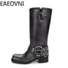 Boots Knee High Boots Women Fashion Slip On Ladies Low Heel Knight Boots 2023 New Autumn Winter Women's Biker Booties T230927