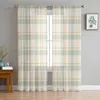 Curtain Plaid Geometric Minimalist Voile Sheer Curtains For Living Room Window Chiffon Tulle Kitchen Bedroom Drapes Home Decor 230927