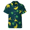 Camicie casual da uomo Camicia da spiaggia con stampa a banana Foglie verdi Uomo hawaiano Camicette divertenti Top grafico a maniche corte Taglie forti