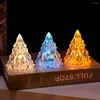 Настольные лампы в форме рождественской елки, лампа с кристаллами и бриллиантами, настольный мини-ночник, теплая/белая свеча, атмосфера, декоративная