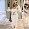 Autumn Jumpsuits For Women New Sexy Backless Strap Hanging Neck Knitted Long Sleeve Slim Fit OnePiece Pants Rompers For Woman