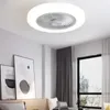 照明付きの導かれた天井ファンリモコンベッドルーム装飾用換気装置ランプ52cm空気目に見えない刃格納式サイレント