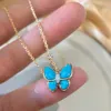 Necklace Van-Clef & Arpes Designer Luxury Fashion Women V Gold Plated New Turquoise Butterfly Necklace High Quality Perfect For Girls' Holiday Gifts