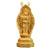 Dekorativa figurer 20 cm boxwood tusenhand guanyin snidskulptur feng shui heminredning solid trä buddha staty