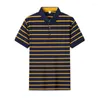 Men's Polos 2023 Fashon 95% Cotton Polo Shirt Man Striped Casual Summer Soft T-shirt Turndown Collar High Quality For Men