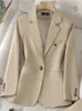 Damenanzüge Blazer Hohe Qualität Langarm Weiblicher Blazer Frauen Blau Kaffee Khaki Single Button Slim Jacke Damen Business Arbeitskleidung Formeller Mantel 230927