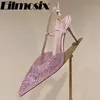 Klänningskor Luxury Pointed Toe Runway Women 2023 Grunt Bling Crystal Sexy Thin Heels Party 230927