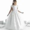 Vestidos de niña Flor de encaje blanco para bodas Princesa elegante Niños Una línea Estilo Primera comunión Pageant Vestidos de fiesta de noche