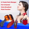 Autres articles de massage Instrument de massage électrique du cou 12 têtes 15 vitesses 12 modèles chauffant machine de massage par vibration à haute fréquence pour l'épaule du cou 230926