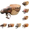 Tasses Kuksa Tasse en bois sculptée à la main Guksi Animaux Tête Image Tasse Forme animale Portable Camping Drinking286l