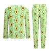 Men's Sleepwear Avocado Pajamas Male Fruit Food Hug Love Retro Spring Long Sleeves Two Piece Casual Print Set Large Size 6XL