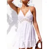 Casual Dresses Sexig Summer Corset Party for Women 2023 Elegant Fashion Strap Lace aftonklänning ärmlös v halsbröllop