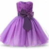 Girl Dresses Gril Dress Summer Rose Blossom Skirt Big Children's Evening Show Grils Floor-Length Ball Gown