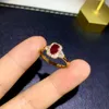 Cluster Rings 925 Pure Silver Chinese Style Natural Ruby Women's Trendy Fashion Oval Adjustable Gemstone Ring Fine Jewelry Support Detection