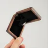 Jewelry Pouches Solid Wood Ring Box Black Walnut Storage Holiday Gift Packaging High-Quality Proposal Engagement Rotating