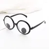 Party Decoration 10pcs Creative Round Frame Can Turn Eyeballs Funny Cute Toys Black Mesh Glasses Props Boys Girls Children Adult Festival