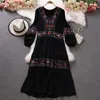 الفساتين غير الرسمية الربيع طويلة الأكمام A-LINE WOLING ELESANT PARTING SMASTY RANKWAY BOHO BOHO High WEAIST Summer Vintage Dress 2023