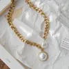 ペンダントネックレス誇張された金の厚いチェーン大きな真珠ネックレストレンディネットレッドファッションネックジュエリーClavicle201z