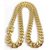 10mm 12mm 14mm Miami Cuban Link Chain Mens Catene placcate oro 14K Alta lucidatura Punk Curb Acciaio inossidabile Gioielli Hip Hop197f