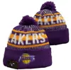 Los Angeles Vailies Lakers Beanie North American Basketball Team Patch Patch Winter Wool Sport Knit Hat Caps A20