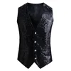 Gilets pour hommes 2023 Hommes Mode Sequin Blazers Gilet Gliter Costume Discothèque Dj Stage Vêtements Brillant Or Bling Glitter Party