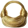 Evening Bags Handbags for Women Gold Luxury Designer Brand Handwoven Noodle Rope Knotted Pulled Hobo Silver Clutch Chic 230927