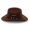 Chapeau de Cowboy occidental pour femmes et hommes, chapeau Fedora rose à bord roulé, casquette en feutre de laine pour fête de mariage, chapeau de soleil