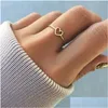 Bandringe Minimalistischer herzförmiger Liebesring für Frauen Gute Freundin Geschenk Roségold Liebhaber Einfache Fingerknöchel Größe 5-11 Schmuck Rin Dhmb1