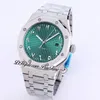 41mm 15400 A21J Orologio automatico da uomo Quadrante con texture verde Marcatori con scritta araba in argento Versione Medio Oriente Bracciale in acciaio inossidabile 281A