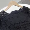 Maje femmes français Sexy évider noir longue robe mince