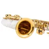 Nouveau saxophone Alto professionnel blanc, e-flat, peinture blanche, touches dorées gravées, instrument de jazz à motifs magnifiques