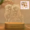 Personalisierte benutzerdefinierte Foto 3D-Lampe Text angepasst Schlafzimmer Nachtlicht Hochzeitstag Geburtstag Mutter Vatertagsgeschenk