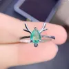 Cluster Rings Natural Real Green Emerald Ring Deer Style 5 7mm 0.65CT Gemstone 925 Sterling Silver Fine Jewelry J238175