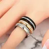 Anneaux de mariage classiques 1 rangée de lignes bijoux en cristal clair mode bague de fiançailles en acier inoxydable pour hommes femmes 3 couleurs choisir