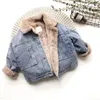 Jaquetas meninos criança cordeiro denim casaco de pele outono inverno casacos para meninas urso de pelúcia bonito jaqueta quente crianças snowsuit