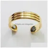 Pierścienie opaski Rose Gold Splated Magnetyczne proste zdrowie otwarte usta Pierścień mankietu dla mężczyzn Kobiet palec hurtowa dostawa biżuterii Dh1zo