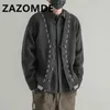 Men's Sweaters ZAZOMDE Winter Casual VNeck Cardigan Solid Color Outerwear Singlebreasted Male Loose Knitted Lines Coats 230927