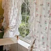 Curtain French White Rose Embroidered Lace Princess Style Dreamy Ruffled Curtains for Girls Bedroom Living Room Window Drapes 230927