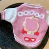 Cute Pink Printed Dog Sweater Button Dog Cat Knitted Sweater Jacket Schnauzer Bichon Corgi Teddy Hairless Cat Pet Knitwear