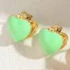 Boucles d'oreilles créoles pour femmes, bijoux simples, goutte d'huile, couleur bonbon, cœur, goutte d'eau, Clip Ins Vintage, or 14K, 2023