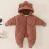 Barboteuses née fille combinaison à capuche hiver infantile salopette bébé né vêtements garçon chaud manteau de neige enfants ours barboteuse enfant en bas âge vêtements d'extérieur 230927