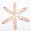 Pendant Necklaces Natural Stone Rose Quartz Pillar Pendants Handmade Gold Colour Wire Wrapped Tree Of Life Wholesale 6Pcs/Lot For Necklace