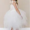 Girl Dresses Tulle Simple Suspenders Flower Dress Beach A-line Princess Sleeveless Ball Gowns Irregular For Wedding Pageant Wear