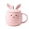 Cartoon Rabbit com lidra de tampa Cup de café café da manhã Copo de caneca fofa de um aluno de casal com tampa e colher g1126246b