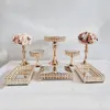 Bakeware Tools 3pcs -5pcs /suit Cake Stand Set Gold Crystal Metal Cupcake Decorations